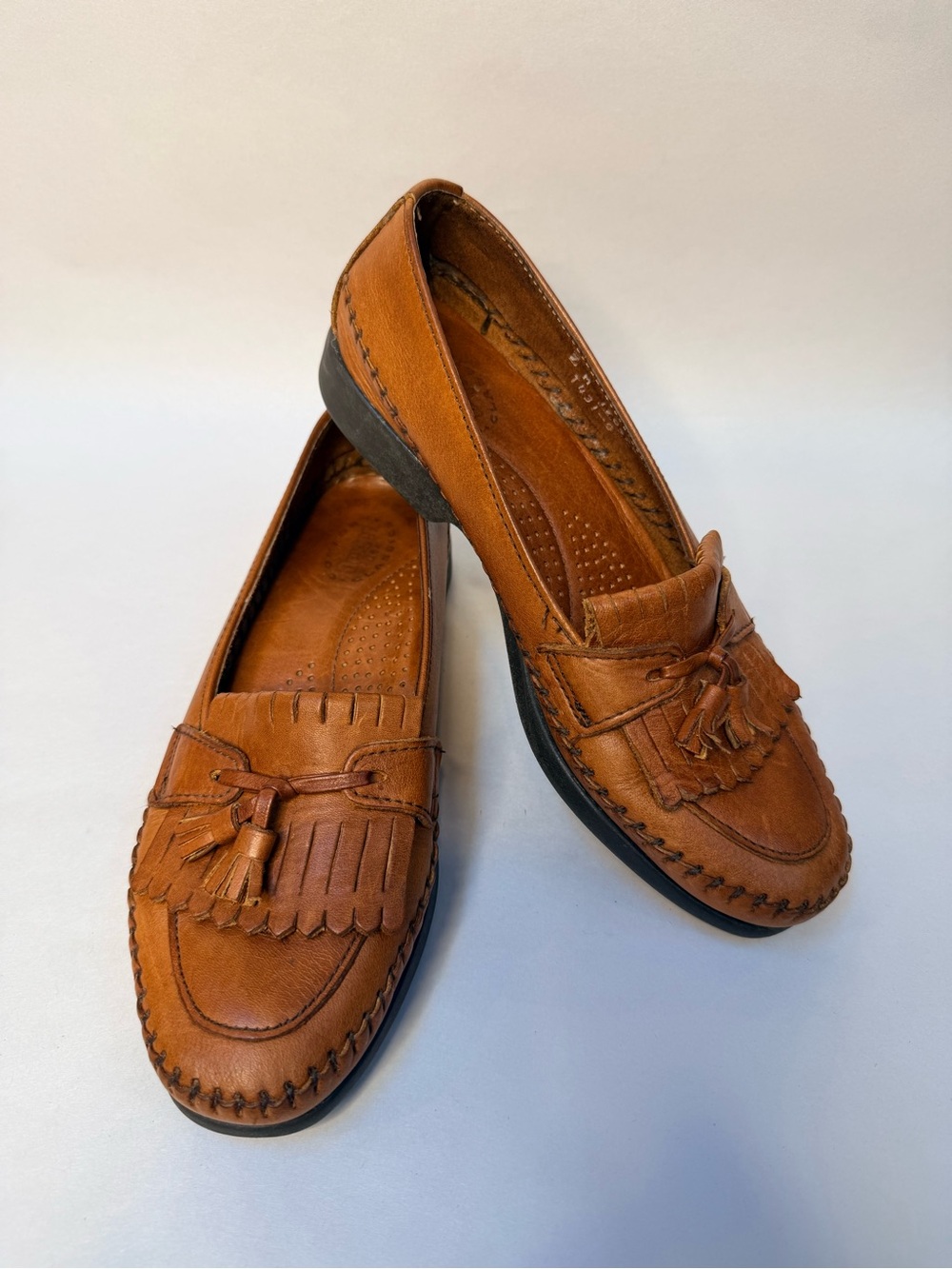 Dexter Loafers Brown Leather Kiltie Tassel Moccasin Shoes Womens 7 Vintage USA